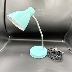 Desk Lamp Teal Blue Office Lamp Adjustable Goose Neck 13" Modern